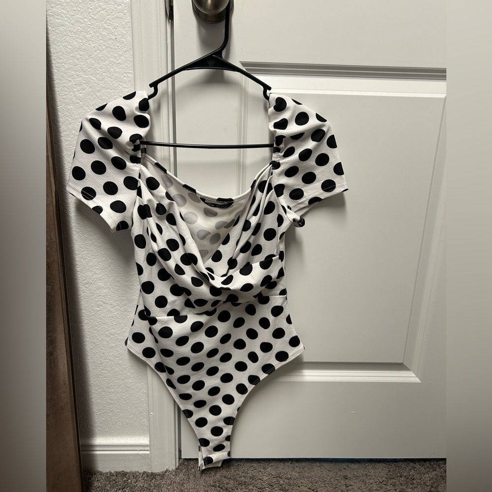 Bodysuit with polka dots white/black size M